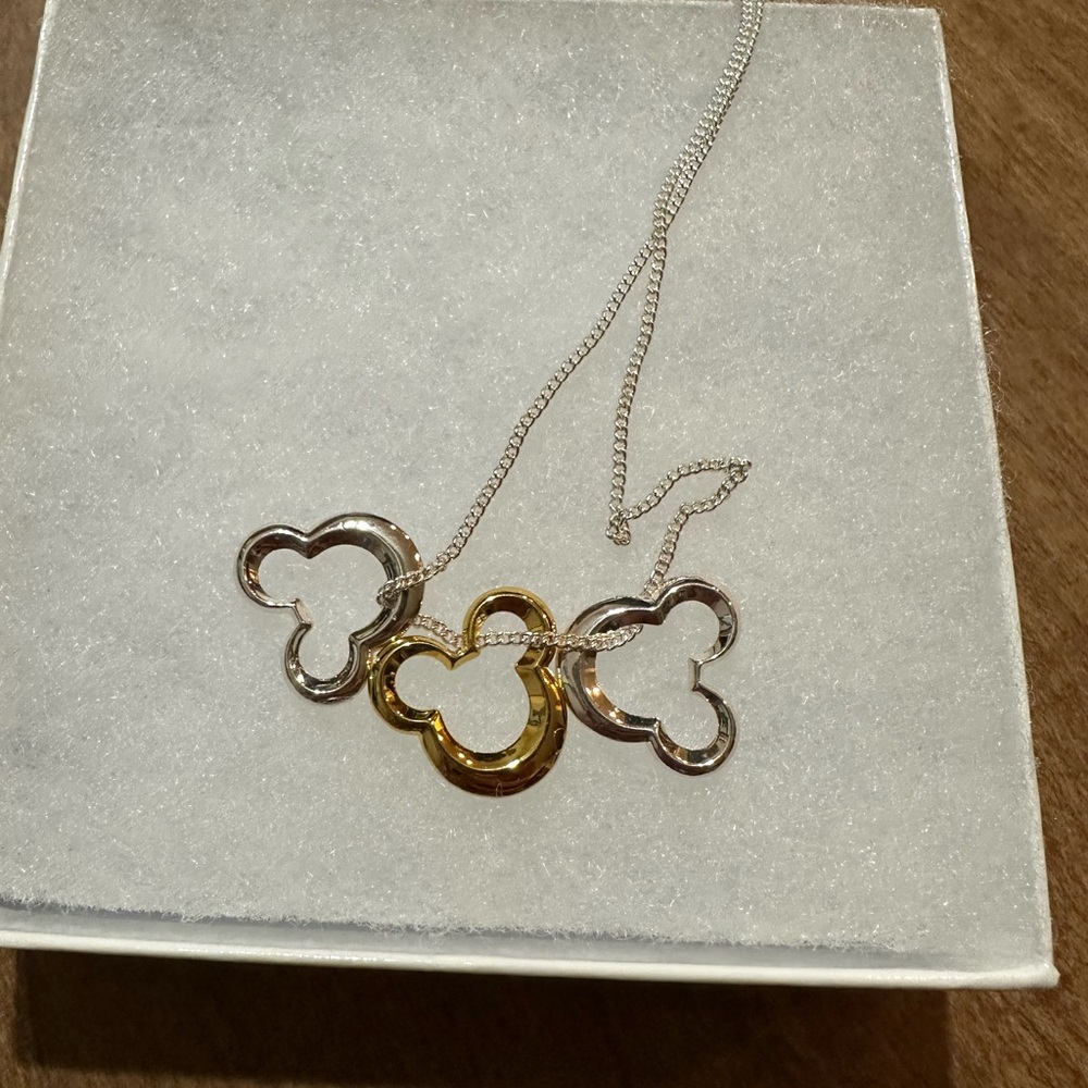 Elegant Silver and Gold Pendant Necklace - mickey mouse